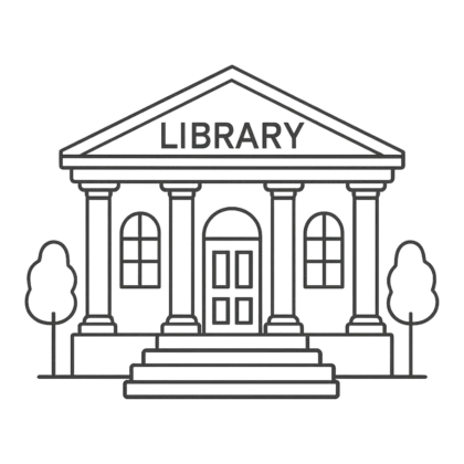 Library clipart black and white outline of a library building with columns and steps