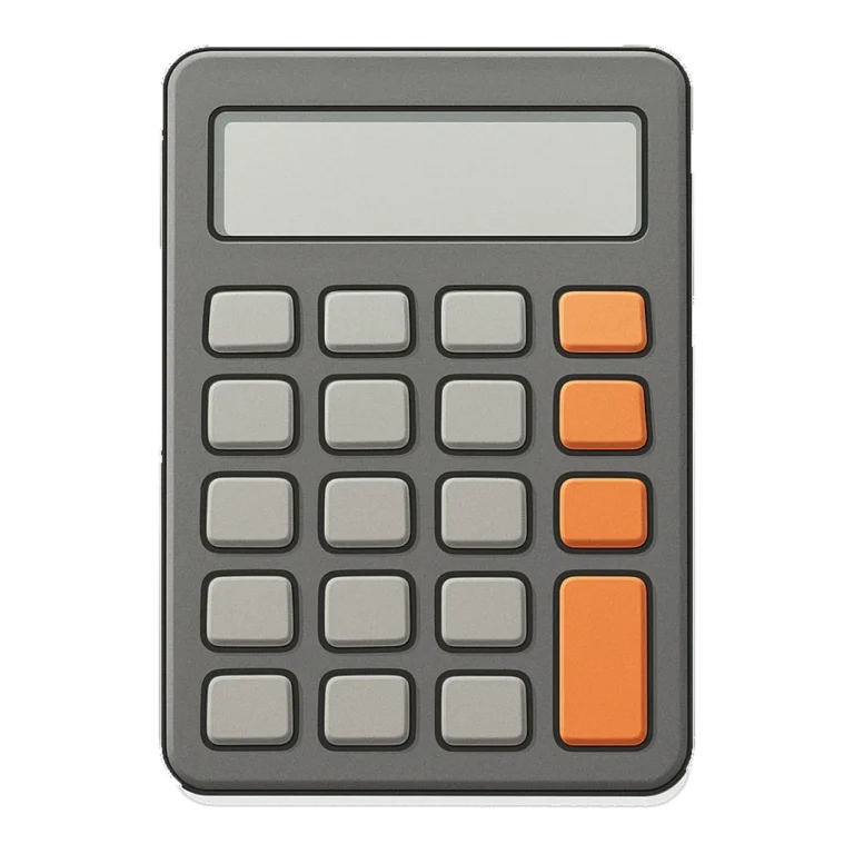 Calculator clipart of a gray handheld calculator with blank keys and a small screen