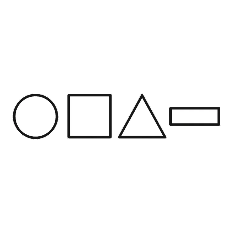 Shapes clipart black and white outline set of a circle, square, triangle and rectangle