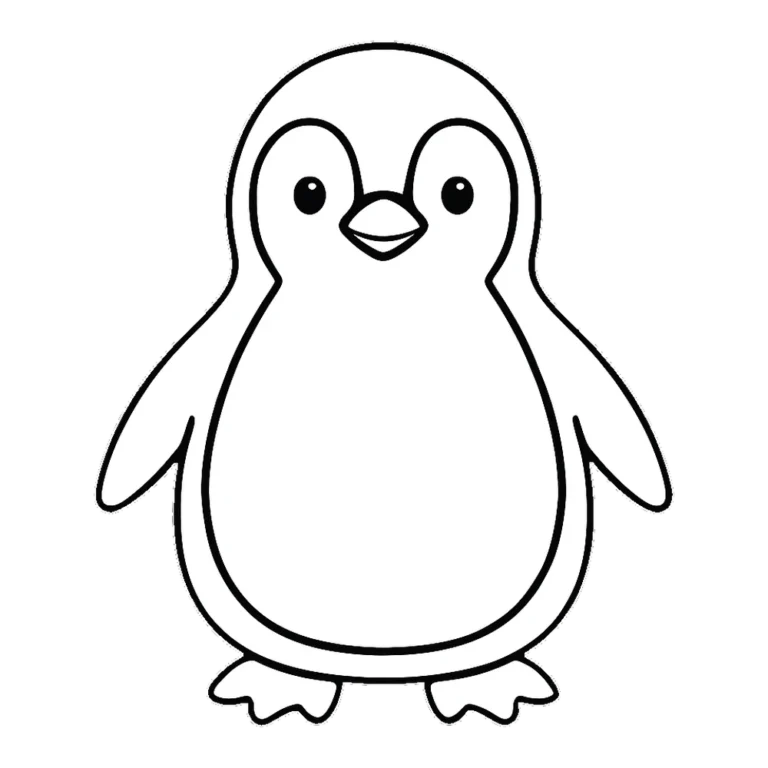 Penguin clipart black and white outline of a standing penguin with flippers out