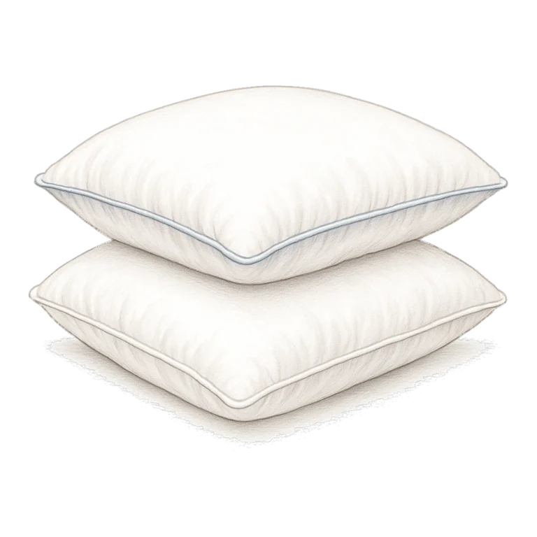 Pillow clipart of two fluffy white pillows stacked with soft folds and shading