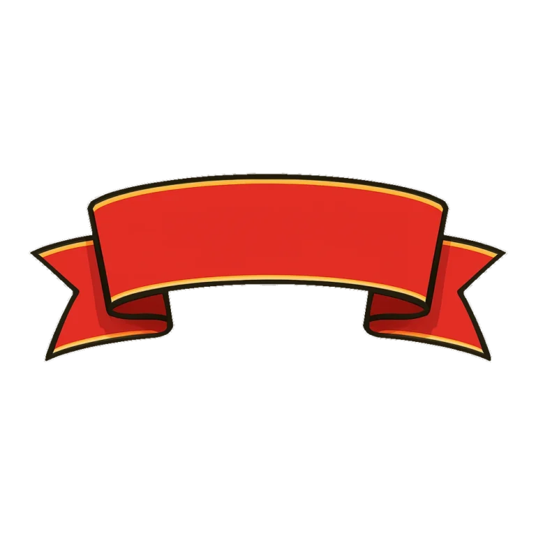 Ribbon banner clipart of a blank red scroll ribbon with folded ends