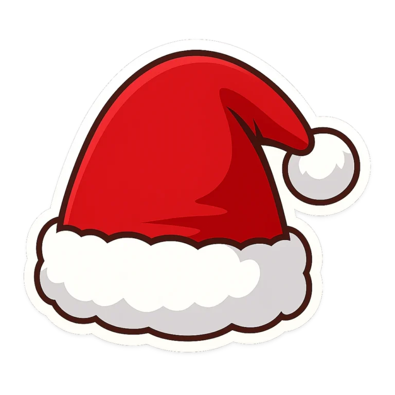 Santa hat clipart, a transparent PNG of a red velvet hat with a white pom pom
