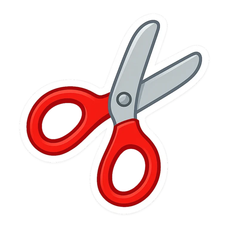 Scissors clipart sticker of a pair of kid safety scissors with red handles