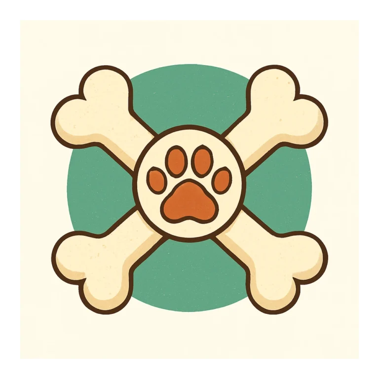 Retro bones clip art of a crossed pair of dog bones with a little paw print