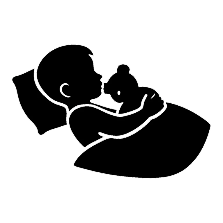 Sleeping in bed clipart silhouette of a child asleep under a blanket with a teddy