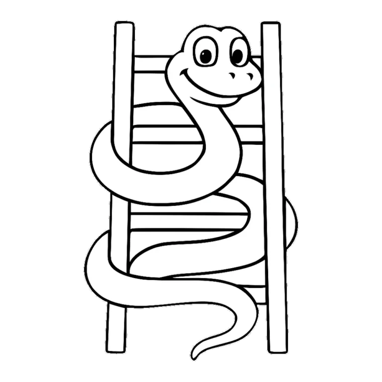 Snakes and ladders clipart outline of a smiling snake wrapped around a short ladder