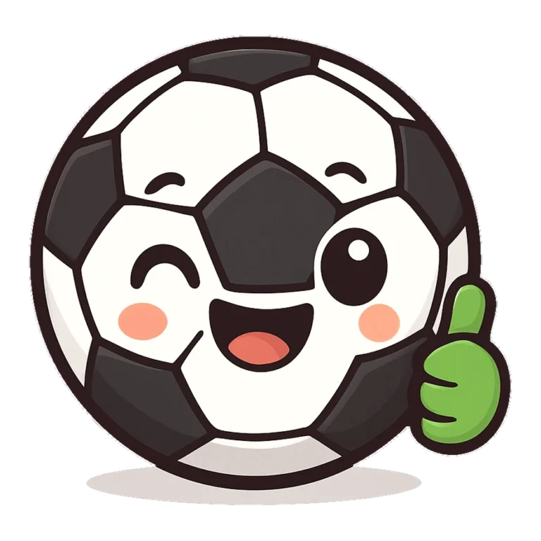 Cute soccer clipart of a smiling ball with sparkly eyes giving a thumbs up