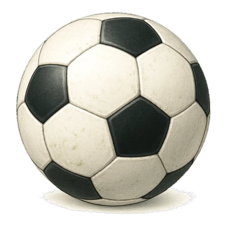 Realistic soccer ball clipart of a slightly scuffed ball with soft shading and stitched seams