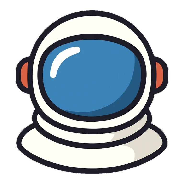 Astronaut helmet clipart in flat colors with a blue visor and small side lights