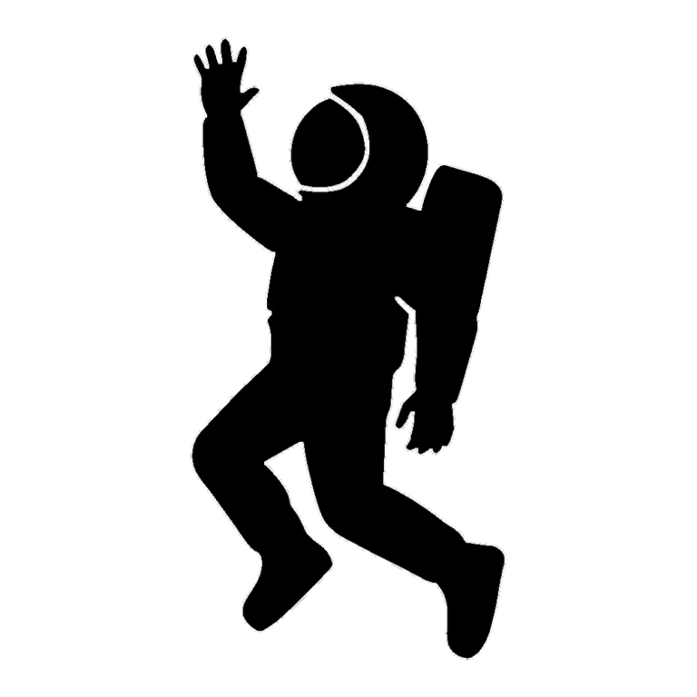 Astronaut clipart black and white silhouette of a floating astronaut reaching up