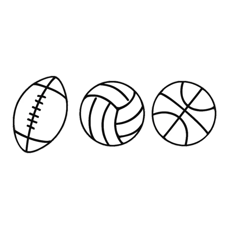 Ball clipart black and white outline of a football, volleyball and basketball for coloring