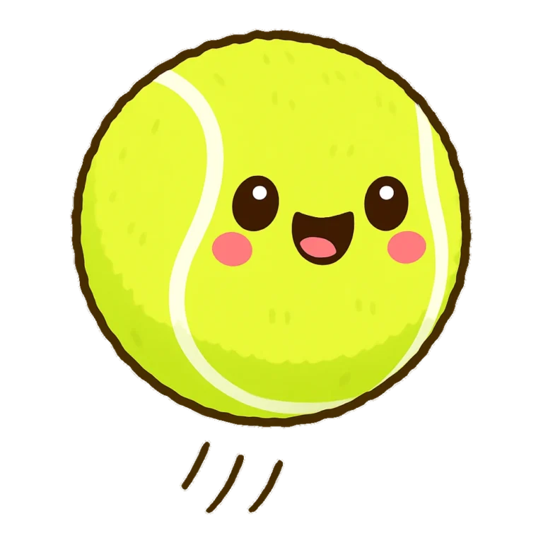 Cute tennis ball clipart of a bouncing yellow-green ball with a happy face