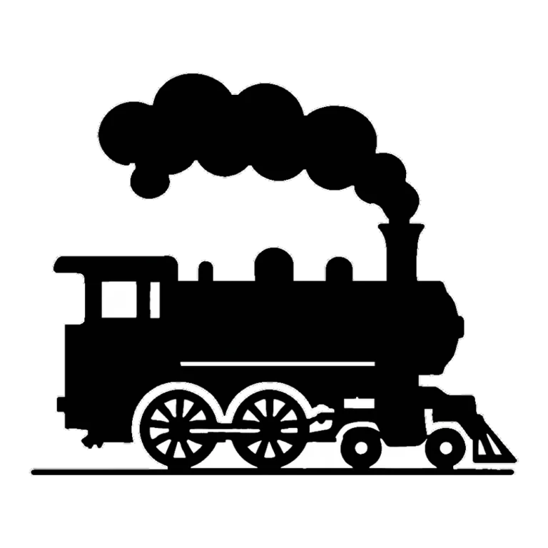 Silhouette train clipart of a steam locomotive with a smoke trail