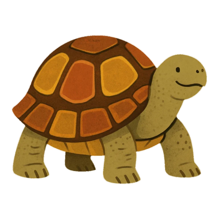 Retro tortoise shell clipart with a bold pattern of brown and mustard plates