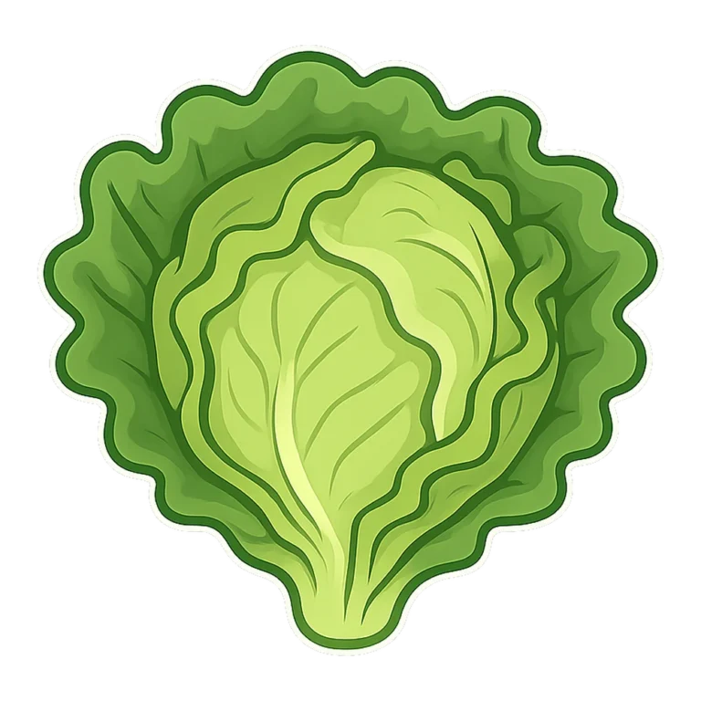 Lettuce clipart sticker of a crisp green lettuce head with ruffled leaves