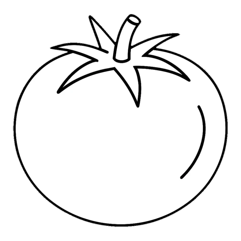 Tomato clipart black and white outline of a round tomato with a leafy top