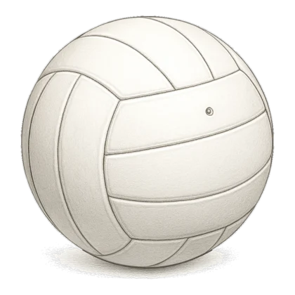 Realistic volleyball ball clipart of a white leather ball with soft shading